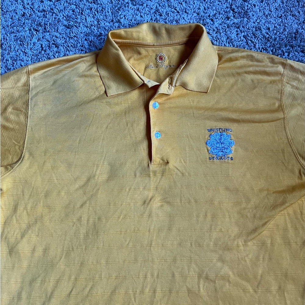 Vintage Ben Hogan Golf Polo Shirt Medium Whistling Straits Golf Resort Yellow